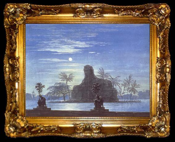 framed  Karl friedrich schinkel The Garden of Sarastro by Moonlight with Sphinx,decor for Mozart-s opera Die Zauberflote, ta009-2